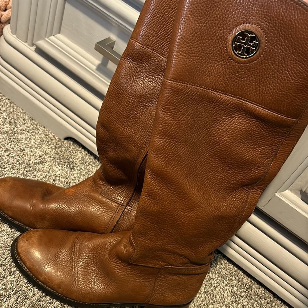 TORY BURCH tall brown leather riding boots